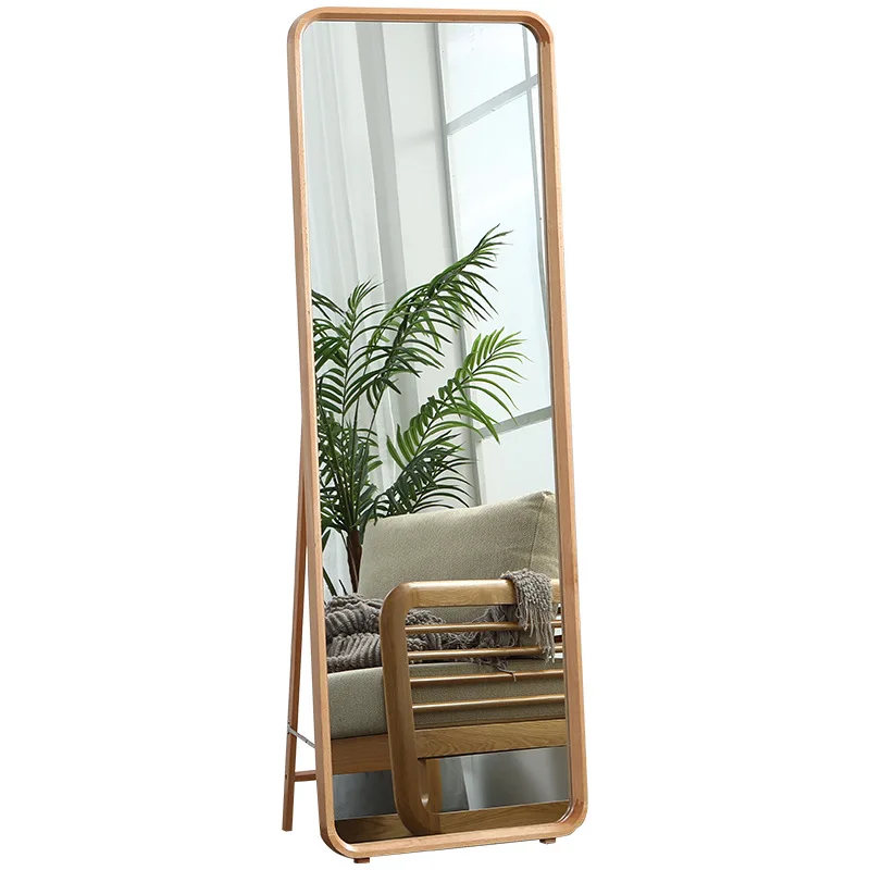 

Solid wood full-body mirror, floor-to-ceiling mirror, household wall-mounted wall-mounted, bedroom-mounted clothes
