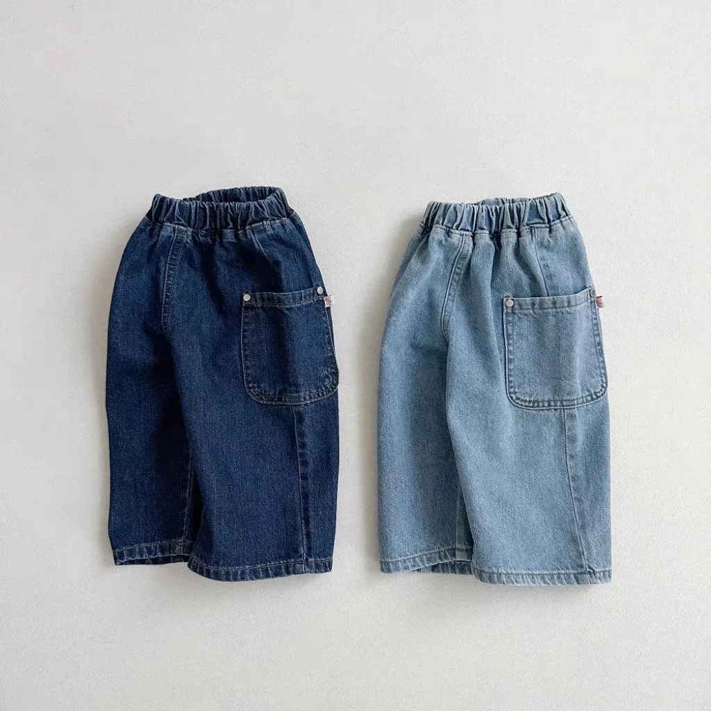 

2025 Autumn New Baby Loose Denim Trousers Solid Girls Fashion Jeans Wide Leg Pants Infant Toddler Casual Pants Kids Clothes