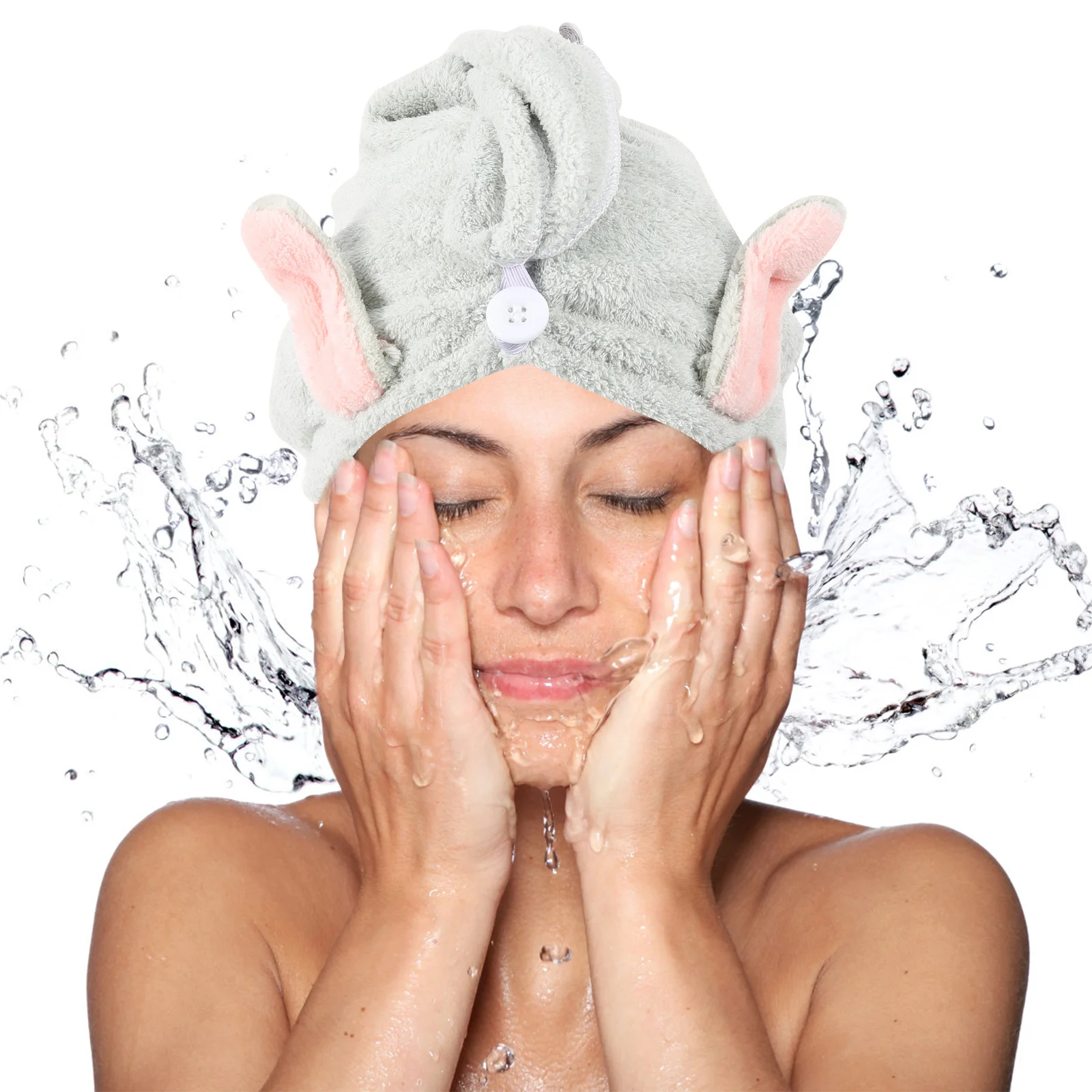 

Hair Drying Cap Thickened Super Absorbent Rabbit Ear Shape Quick Drying Towel Wrap Lightweight Portable Home Travel Hair