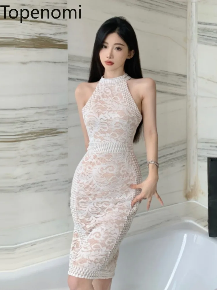 

Kimotimo Fashion Party Dress Women Sleeveless Lace Spliced Slim Fit Evening Gown Elegant Ladies Cocktail Banquet Dresses Vestido