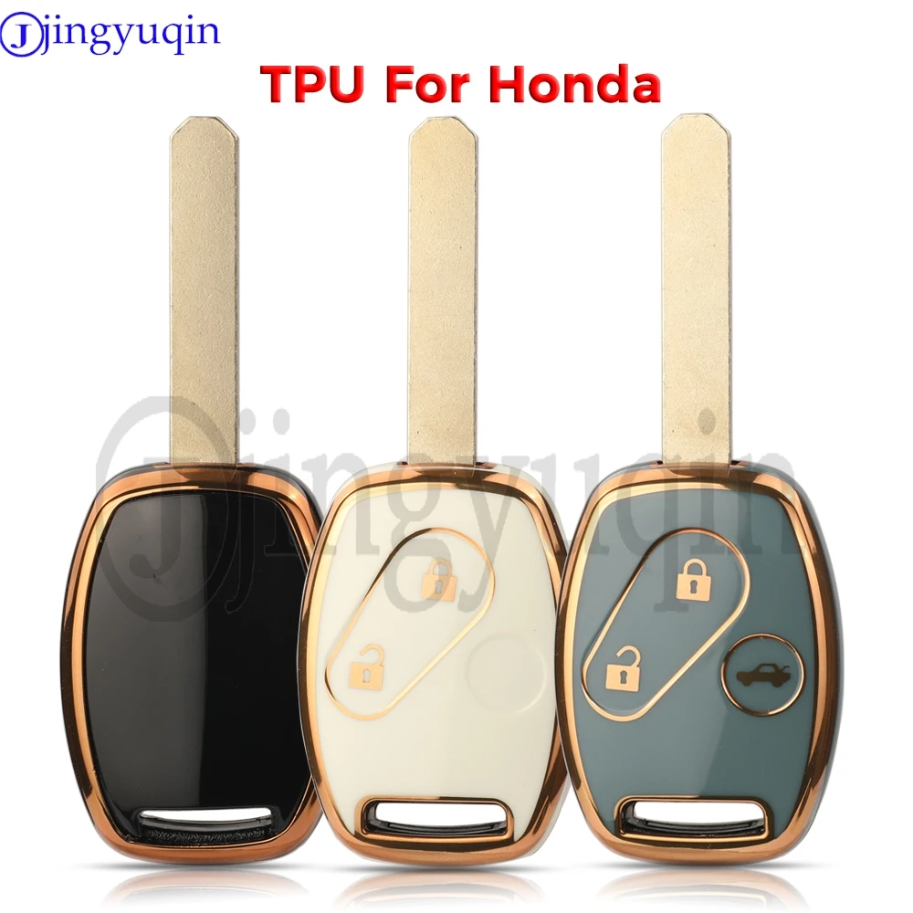 

jingyuqin TPU Car Remote Shell Holder Fob For Honda Accord Civic CRV CR-V Pilot Insight Ridgeline Key Case Cover Accessories