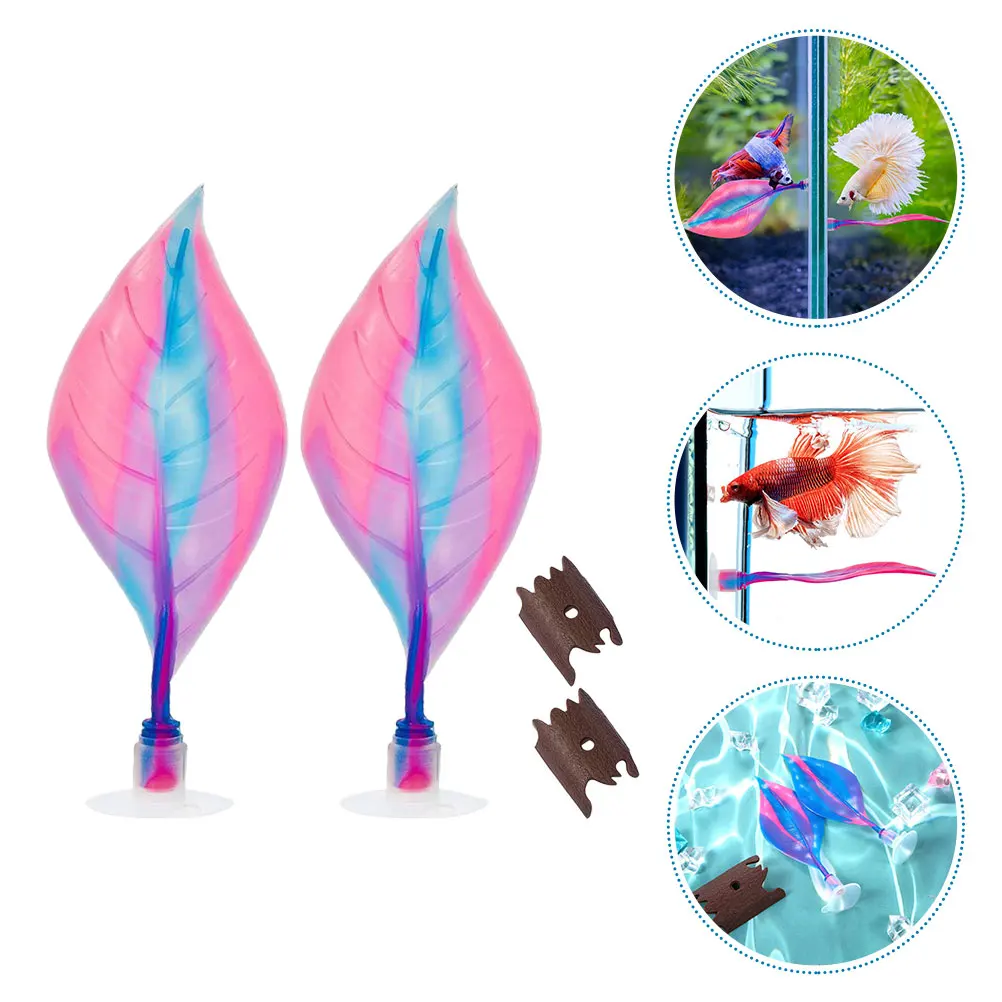 

2Pcs Betta Leaf Hammock Simulated Fish Leaf Bed Decor Durable Plastic Aquarium Tank Ornament Stress Relief Vivid Scenery
