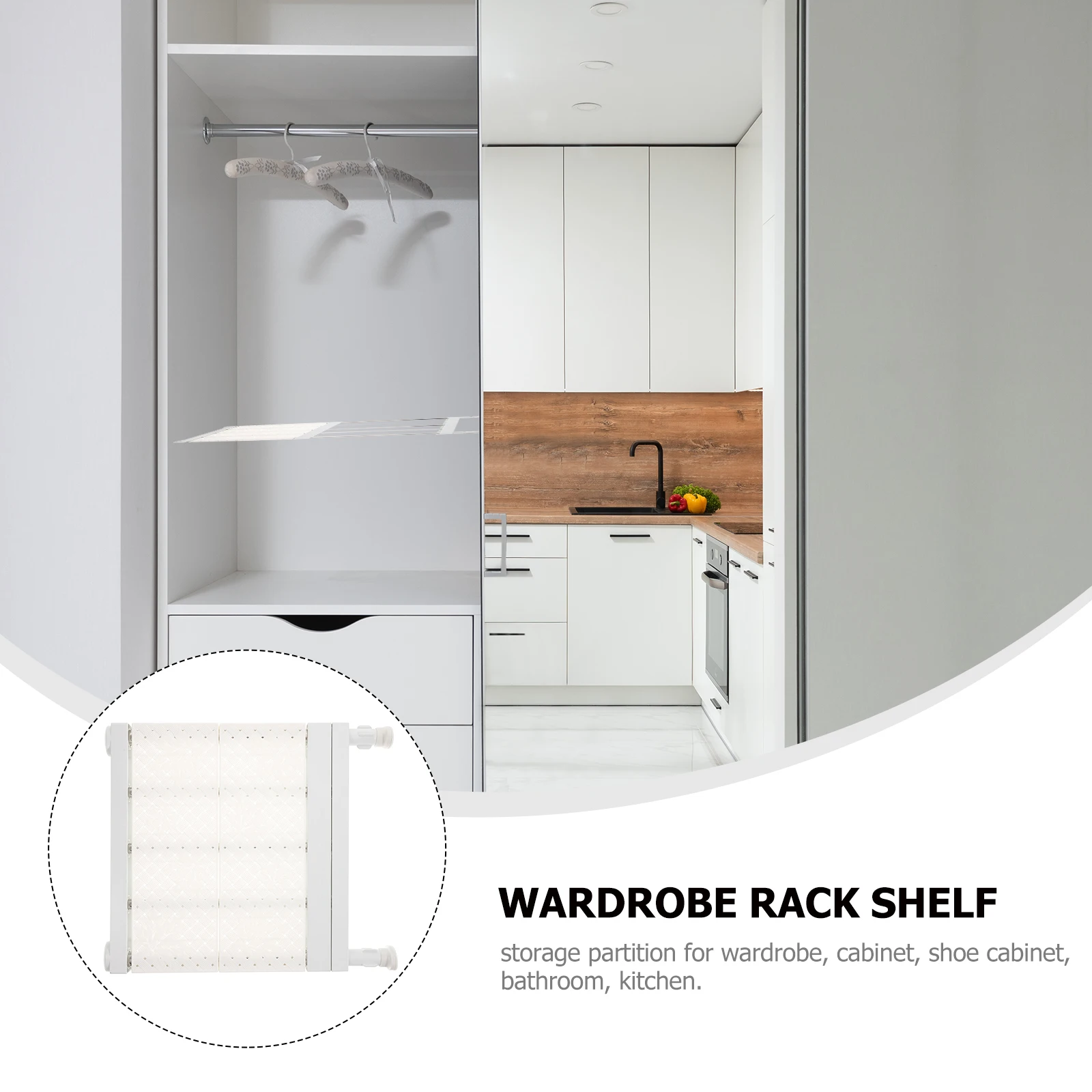 1 set 1 set divisore per scaffali per armadio retrattile, organizer per scaffali per guardaroba, per armadio, bagno, cucina, salvaspazio