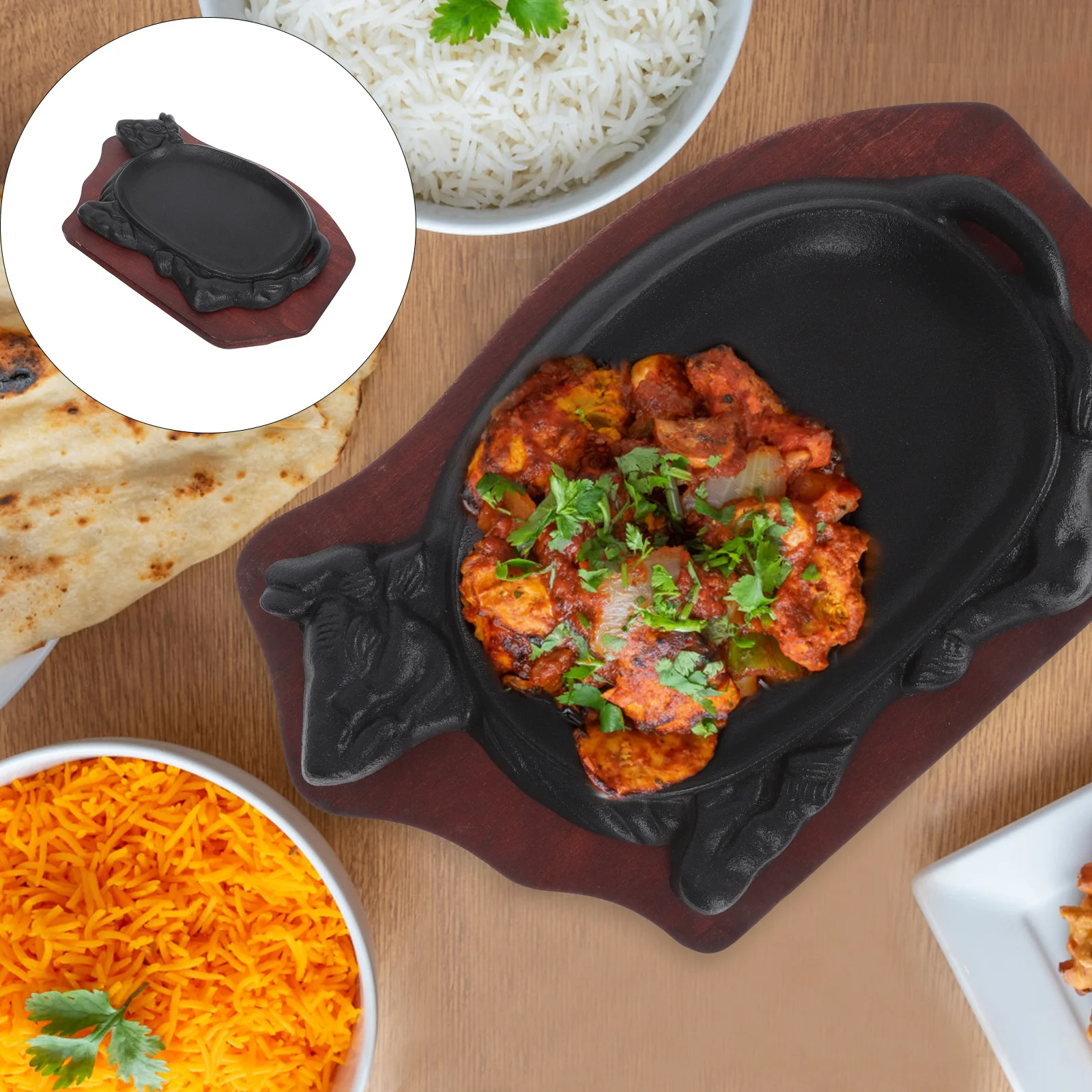 

Seafood Serving Plate Sizzling Steak Baking Dish with Lid Grill Barbecue Accessories Black Grilled Fish