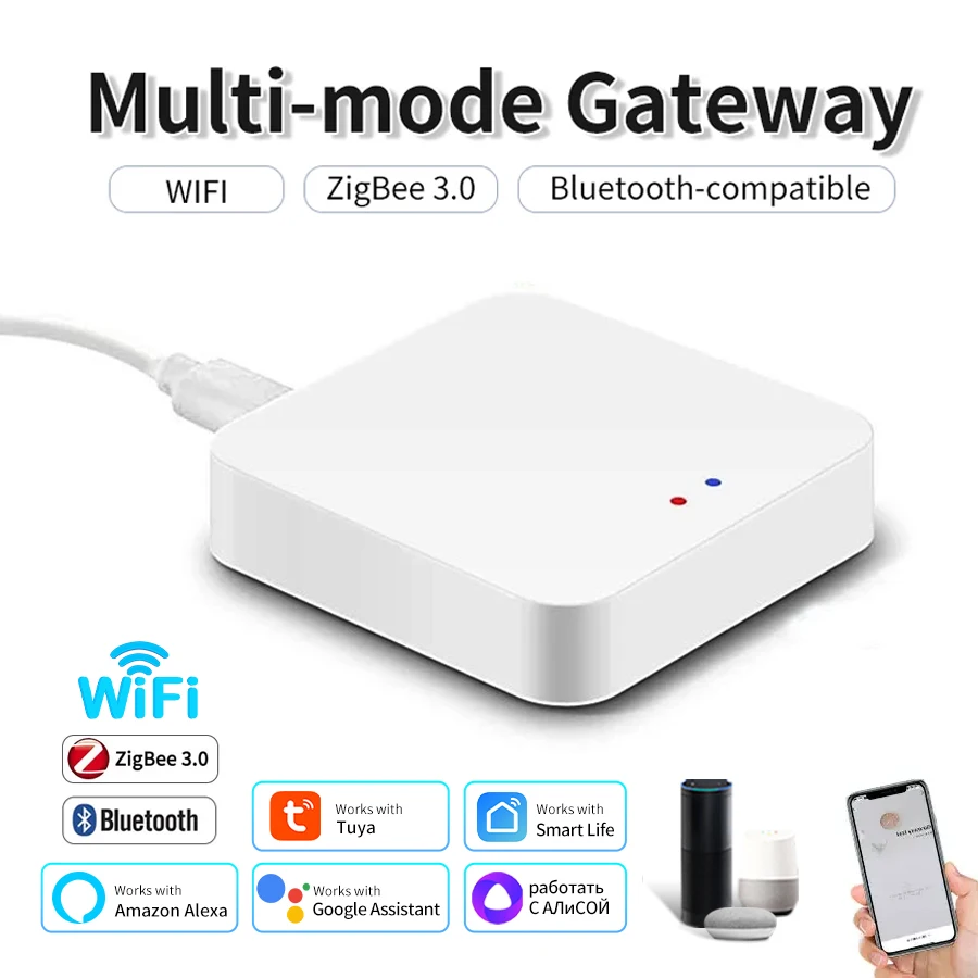 Tuya Multi-mode Gateway Smart Home Automation Hub ZigBee WiFi Bridge Bluetooth Mesh Voice Control With Alexa Google Home Alice