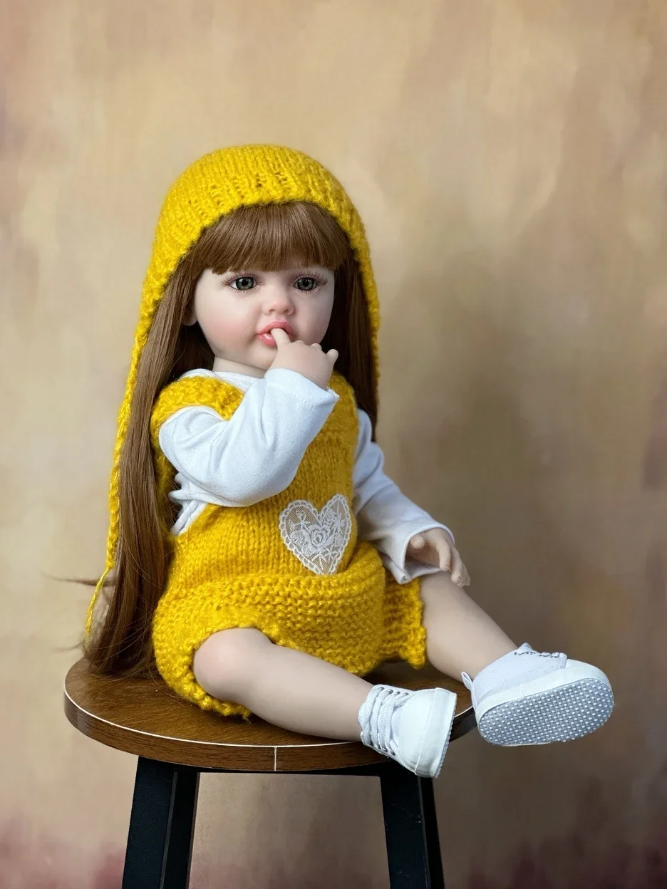 BZDOLL réaliste 55 cm 22 pouces corps complet en Silicone Reborn bébé belle fille poupée vivant nouveau-né princesse enfant en bas âge Bebe enfant cadeau