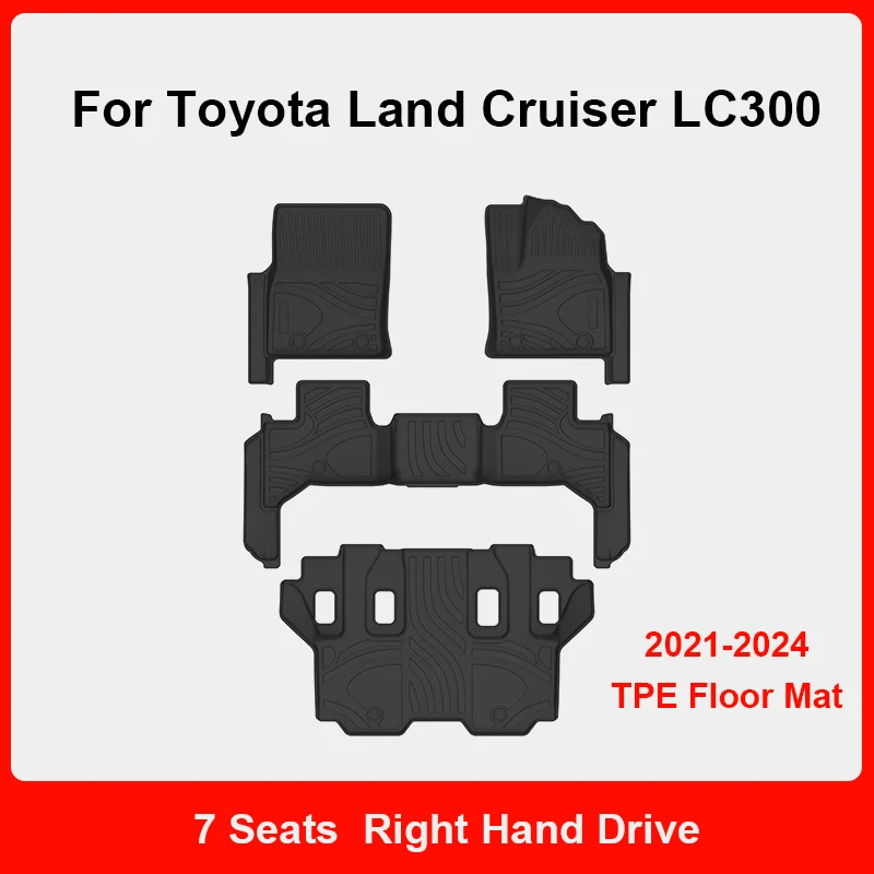 Custom Fit Car Interior Accessories TPE Floor Mat For Toyota Land Cruiser LC300 Trunk Cargo Mat 7 Seats Left Right Hand Drive