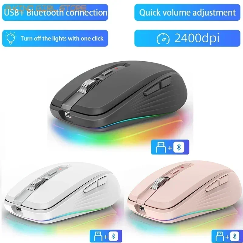 New Bluetooth 5.0 Wireless Mouse Rechargeable Silent Multi Arc Touch Mice Ultra-thin RGB Mouse For Laptop Ipad Mac PC MacbookPro