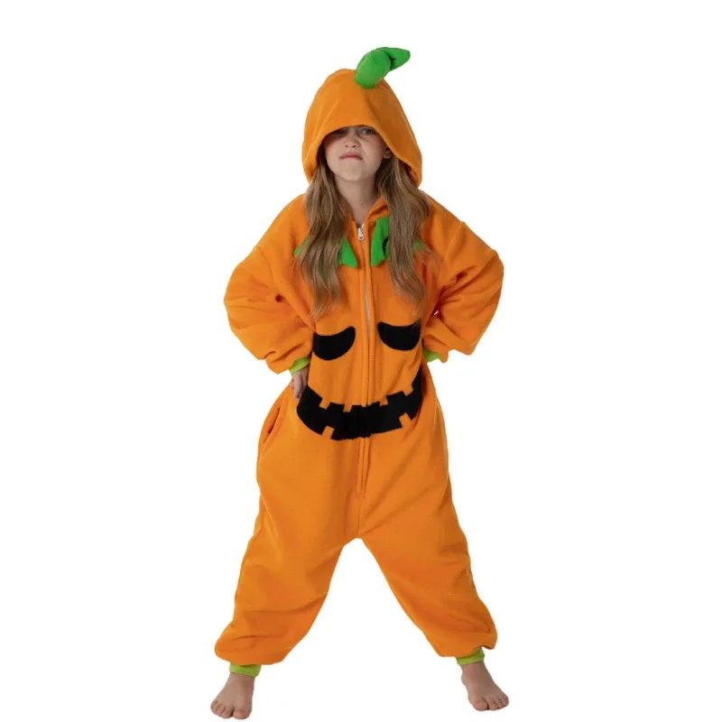 Niños cremallera Halloween calabaza monstruo Onesie Pijamas niños Animal Pijamas enteros dibujos animados Cosplay niñas disfraz de Kigurumi