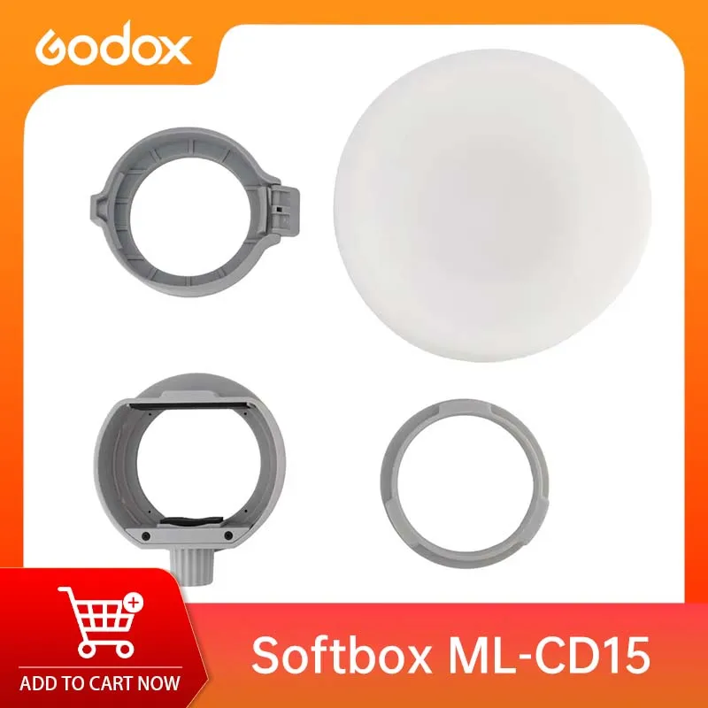 Силиконовый диффузор-купол Godox ML-CD15 360° °   Всенаправленный складной софтбокс-диффузор с 3 адаптерами для V1 AD100Pro AD200Pro