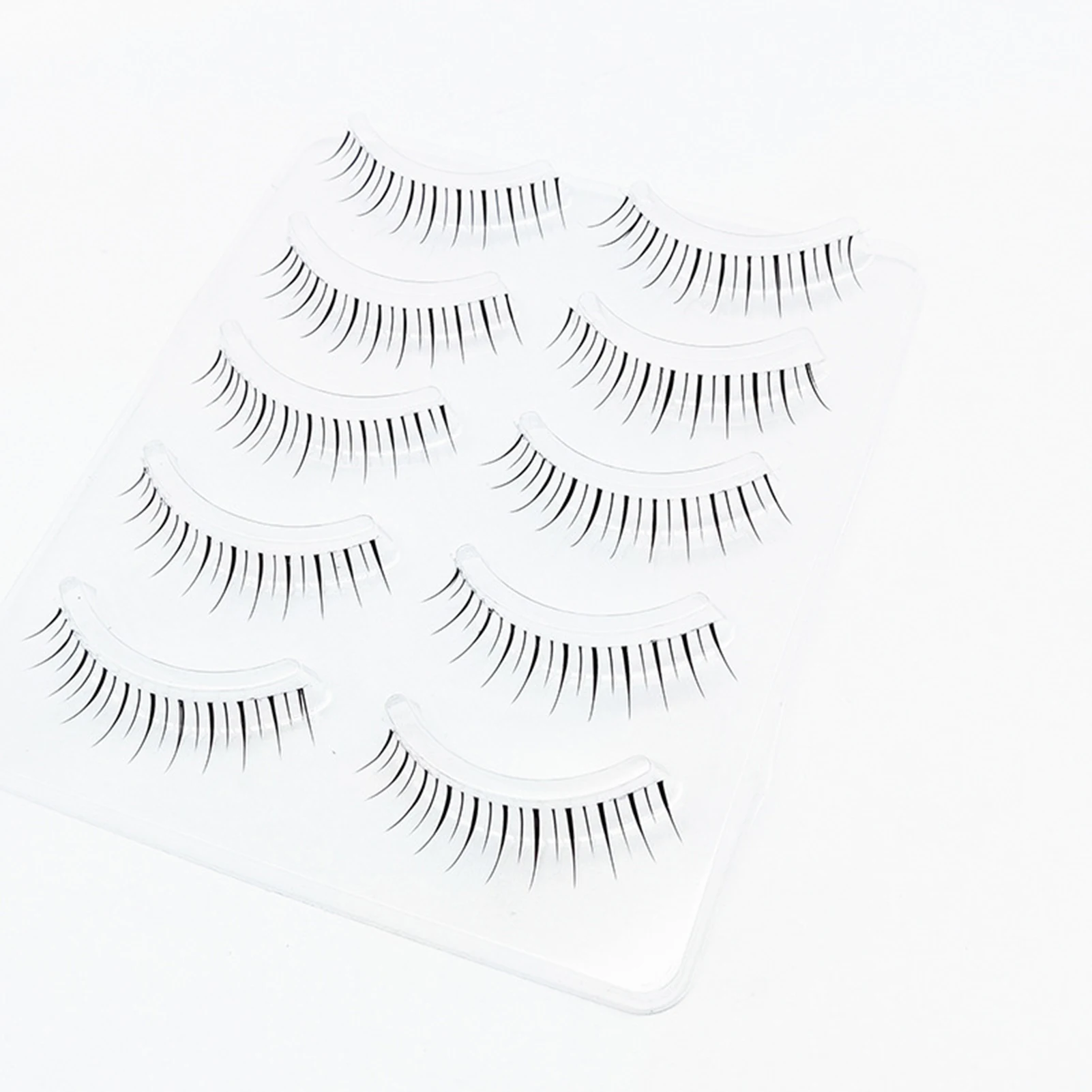 5 Par Sztucznych Rzęs w Stylu Tajskim 0.05mm Czarne 5-8mm Mieszane Kręcenie C z Cienkim Przezroczystym Paskiem Naturalny Wygląd