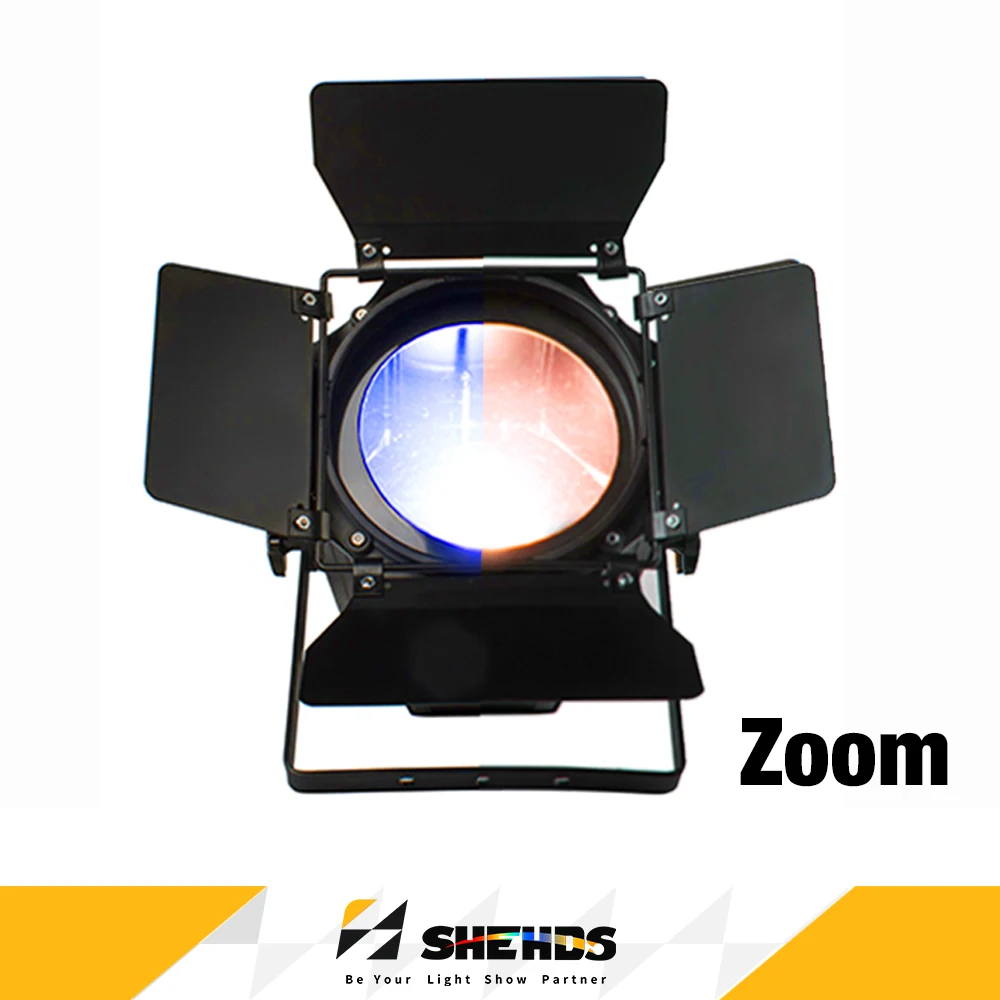 

SHEHDS Led Zoom Par COB 200W Warm & Cool White With Barndoor Audience Lights For DJ Disco Wedding Concer Stage Lighting DMX512