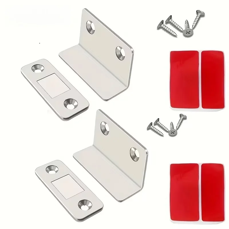 2 stuks legering magnetische deurvergrendelingen, onzichtbare sterke grip en boorvrije installatie voor kasten, kledingkasten, schuifdeuren
