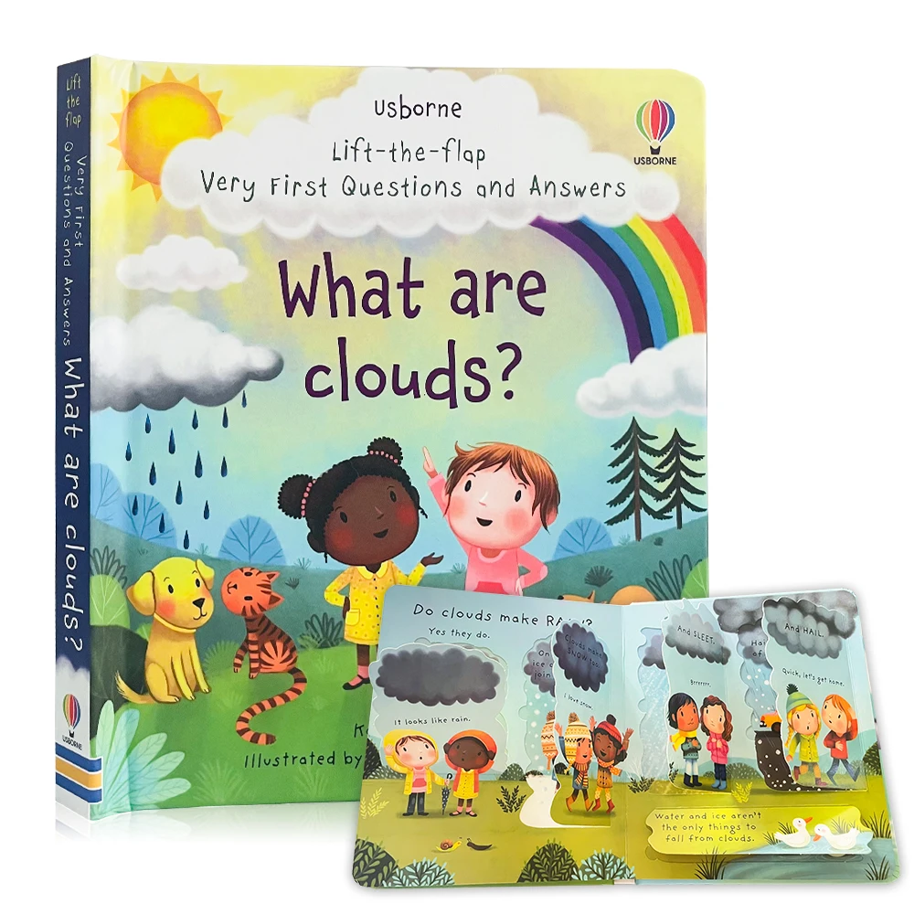 What are clouds? Usborne Lift The Flap Very First Questions & Answers Book in English Baby Kids Picture Board Books Montessori