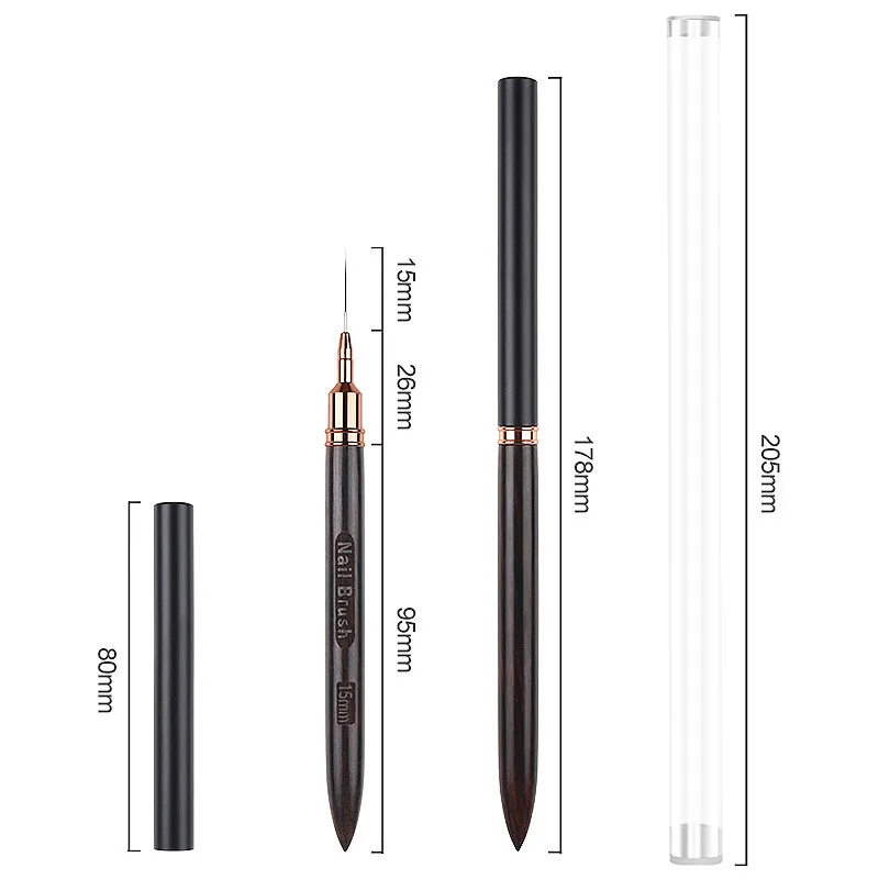 Brosse à ongles avec manche en bois, 1 pièce, pour Gel, revêtement pour Nail Art, peinture à la main, lignes de dessin, stylo de peinture de fleurs à rayures, Gel UV, Salon de manucure