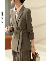 SENTUBILA Elegant Blazer and Skirt Set for Women Spring Autumn Long Sleeve Suit Jacket Pleated Skirts 2 Pieces Sets 123Z43430