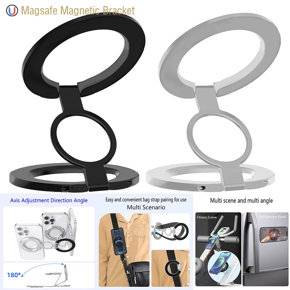 

For Magsafe Magnetic Double Sided Magnetic Suction 1Pcs Strong Suction Rotating 360 Wall Stickers Everywhere Folding Ring Phone