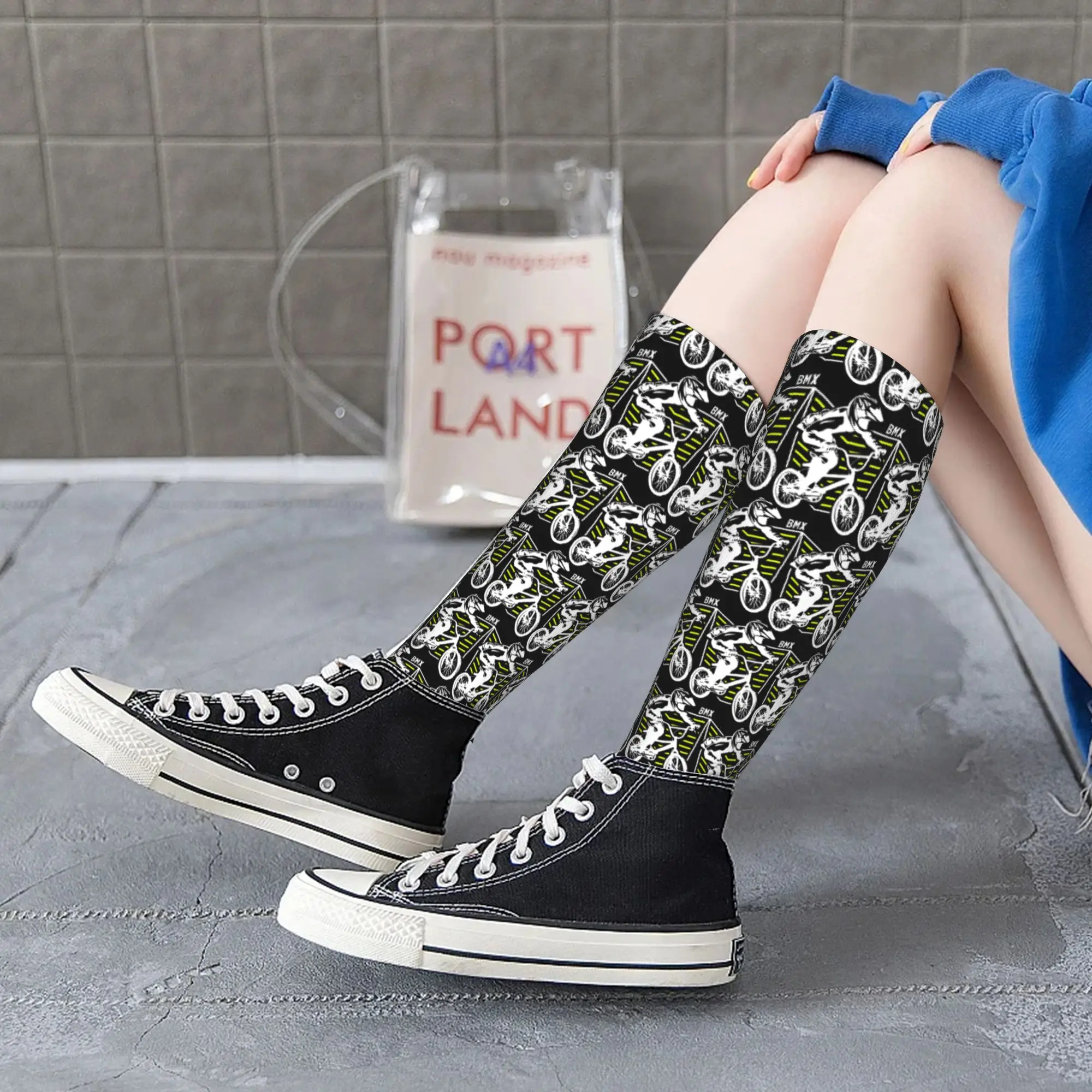 Alle Jahreszeiten Crew Strümpfe BMX Bekleidung Retro BMX Bike Old School Patch Socken Crazy Hip Hop Lange Socken Zubehör für Männer Frauen
