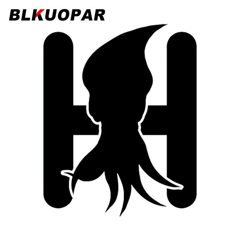 BLKUOPAR for Initial Letter H With Squid Car Sticker Creative Waterproof Decal Funny Trunk Refrigerator Car Accessories