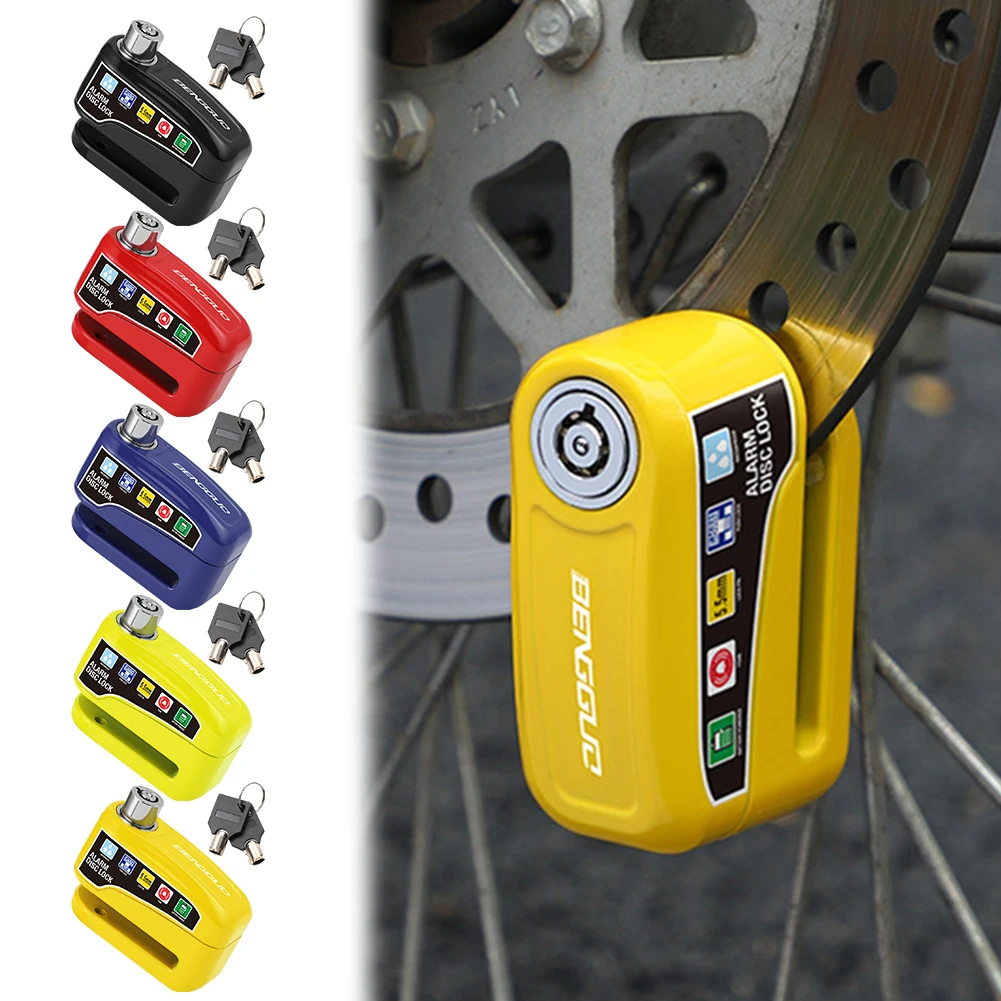 Bicycle Alarm Disc Brake Electric Lock with Keys Motorcycle Alarm Brake Rotor Padlock Aluminum Alloy Motorcycle Bike Accessories