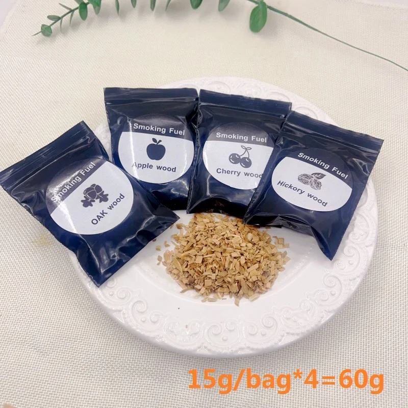 Chips de madera para ahumador, 60g-125g, manzana, mesquita, nogal, haya, variedad de sabores para ahumadores, asar, piezas de cóctel para barbacoa