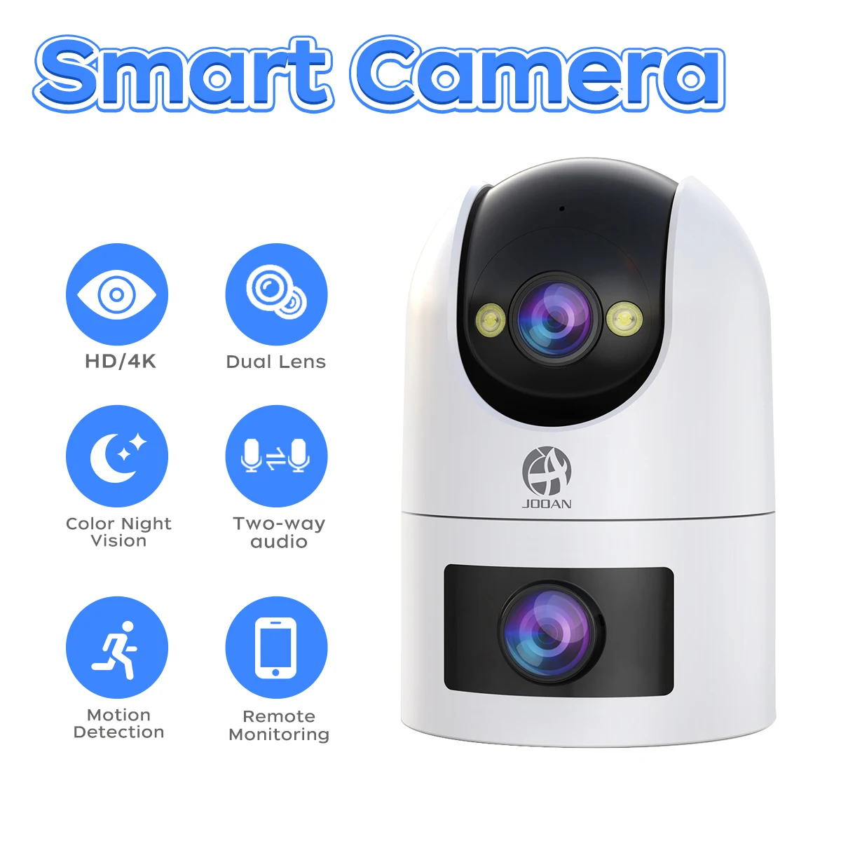 Jooan 4K HD WiFi cámara de vigilancia de doble lente de seguridad para el hogar al aire libre cámara IP PTZ seguimiento automático CCTV Audio Video vigilancia
