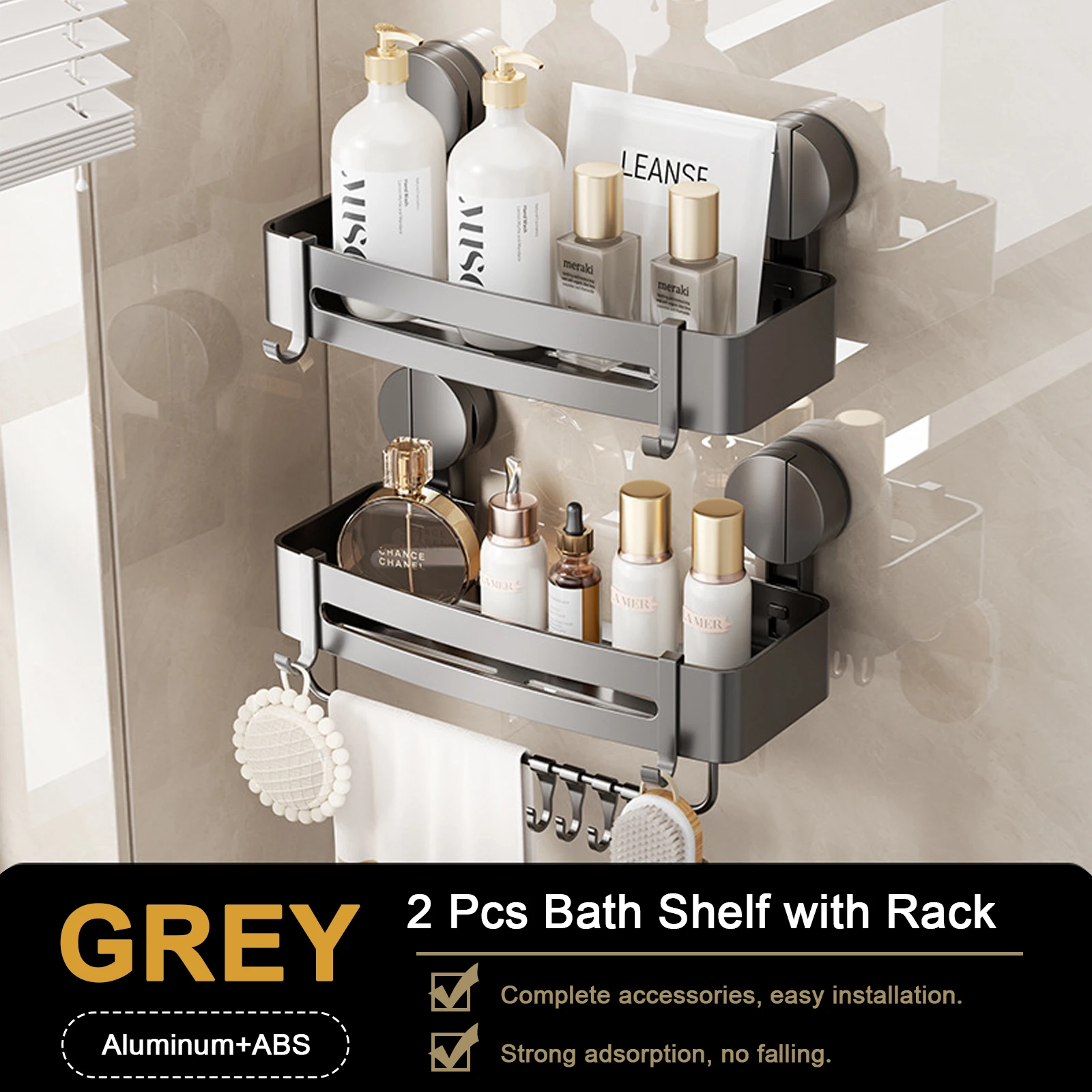 Badkamerplank voor douche Wandmontage Shampoofles Organisator Douche Hoekrek Opslag Ponsvrije badkameraccessoires