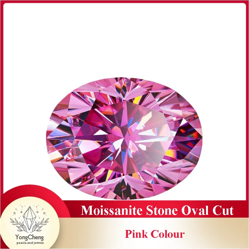 Moissanite Stone Oval Cut Pink Colour  Lab Created Synthetic Gemstone Passed Diamond Tester Comes with GRA Certificate