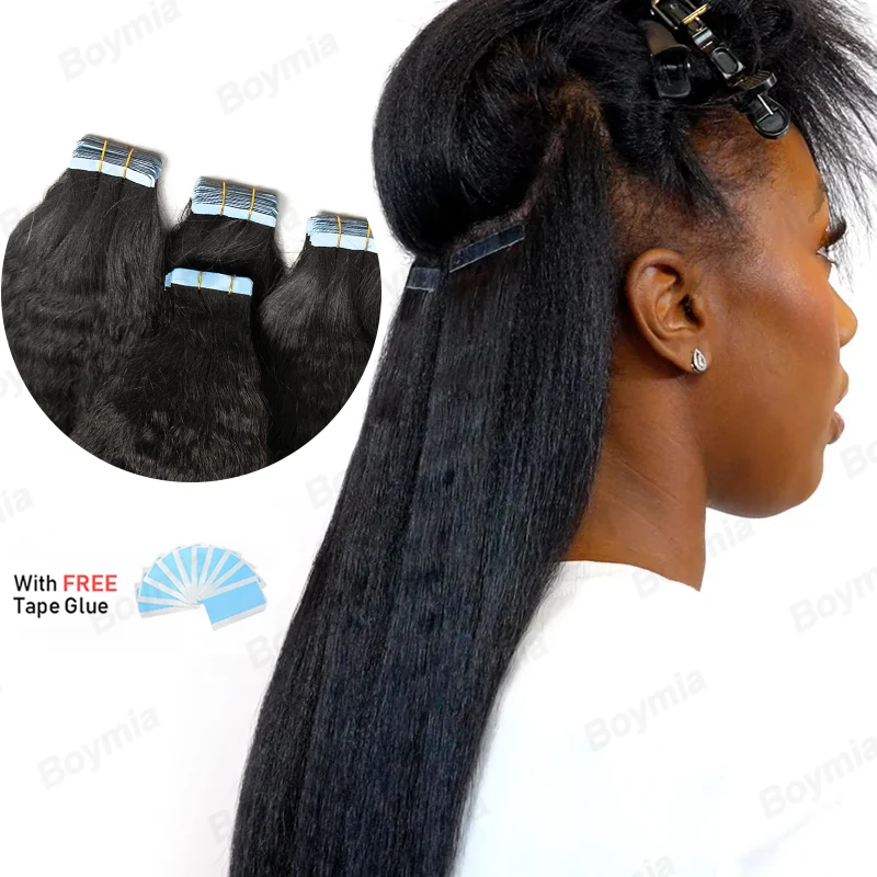 غريب مستقيم الشريط في ملحقات الشعر البشري الطبيعي بشرة ريمي الشريط في وصلات الشعر 12-26 بوصة 20 قطعة الشريط على الشعر #1