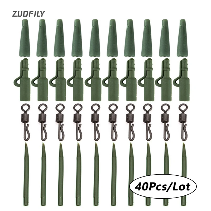 40Pcs/Lot Carp Fishing Accessory Lead Clip Quick Change Swivel Tail Rubber Anti Tie Non-Slip Sleeves For Carp Fishing Tackle