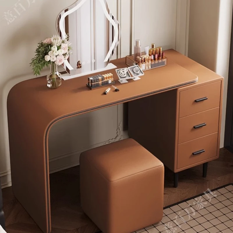 

Leather Makeup Vanities Dress Table Room Cabinet Apartment Minimalist Girls Mirror Comfortable Tocador Con Espejo Home Furniture