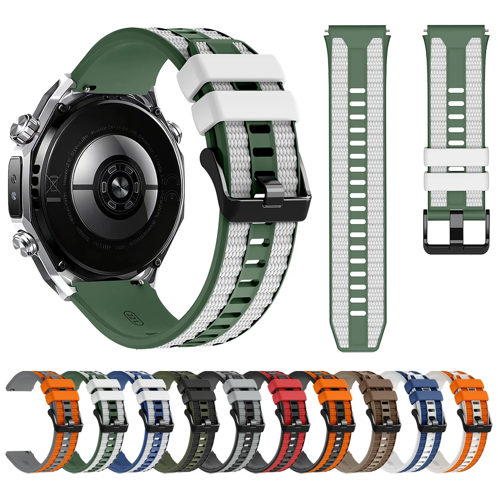 Two-Tone Silicone Strap 22mm For Huawei Watch Ultimate 2 / GT 6 5 Pro 46mm / GT4 GT3 GT2 / Watch 5 4 3 Band Watchband Bracelet