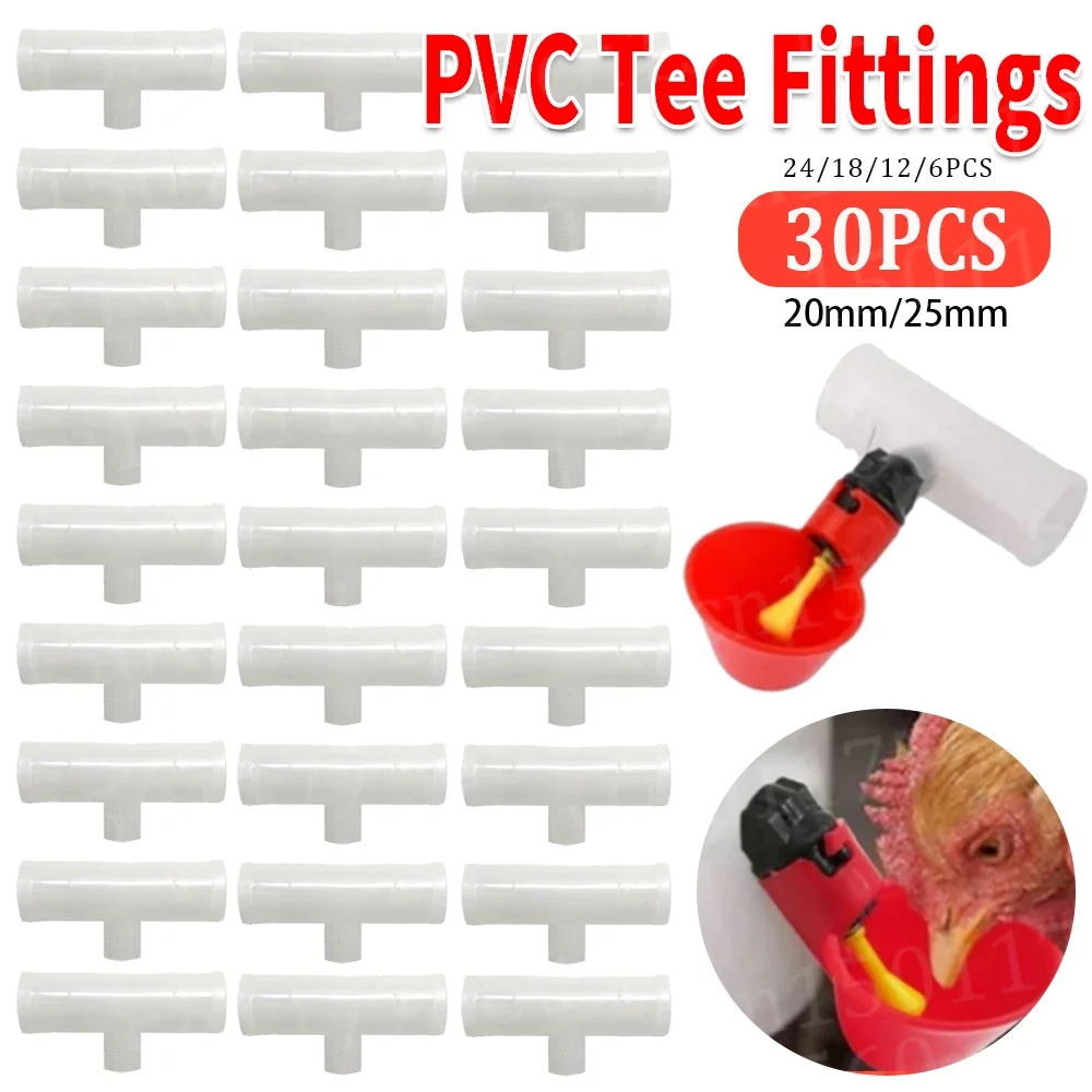 6-30pcs 3 Way Tee Slip Connector for Chicken Water Drinker a