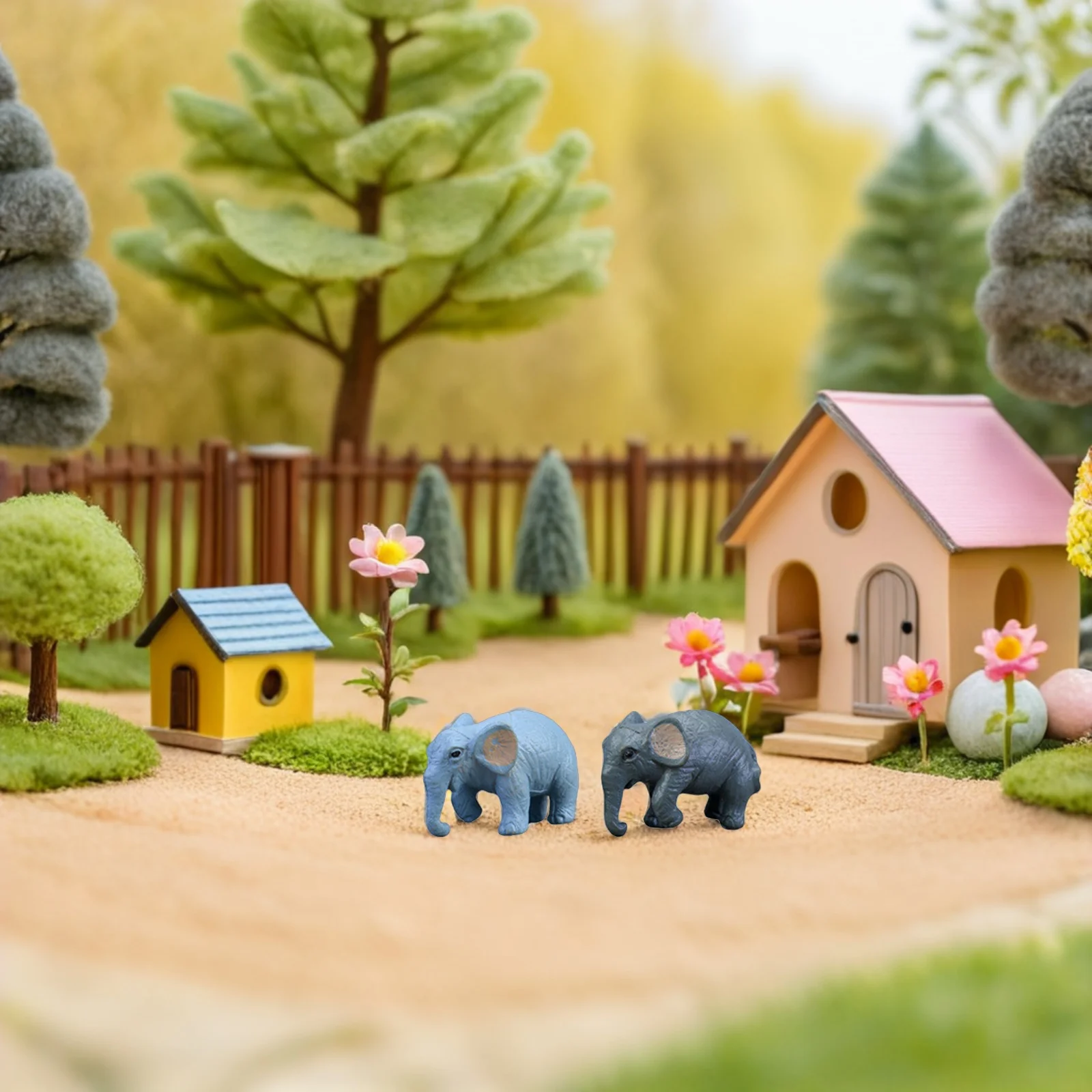 

10Pcs Mini Elephant Decor Small Plastic Animals Durable Waterproof Micro Landscape Garden Decoration Cake Topper for Home