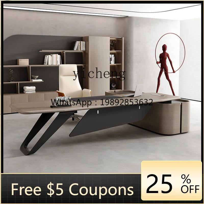 

solid wood boss table simple modern high-end desk office president office desk chair