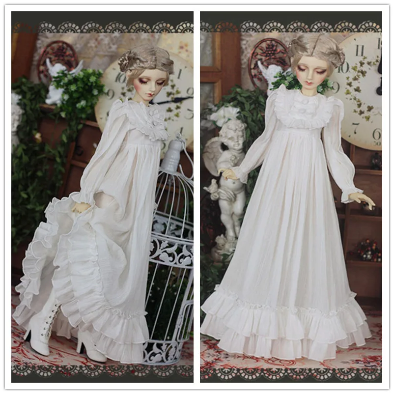 

Белое длинное ночное платье для BJD 1/6 1/4, 1/3 SD16, одежда для кукол по индивидуальному заказу CWB201