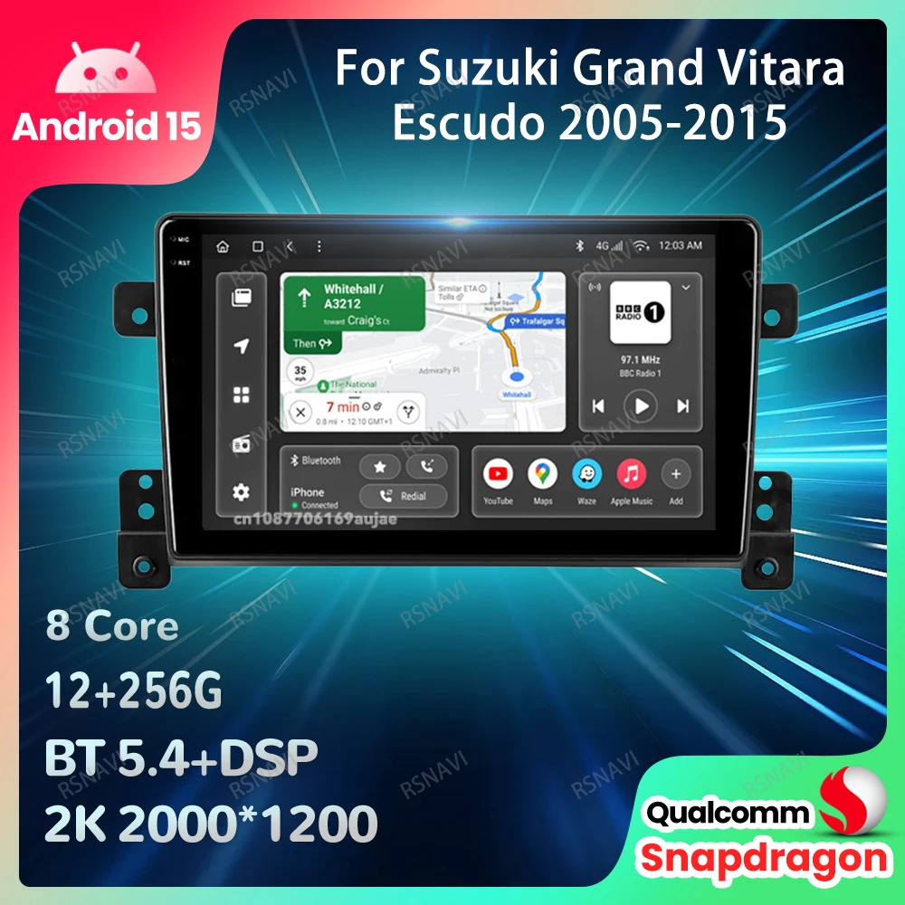 

Автомобильный радиоприемник Android 15 для Suzuki Grand Vitara Escudo 2005-2015 5G WIFI Беспроводной Carplay Auto GPS Qualcomm Авторадио Мультимедиа BT