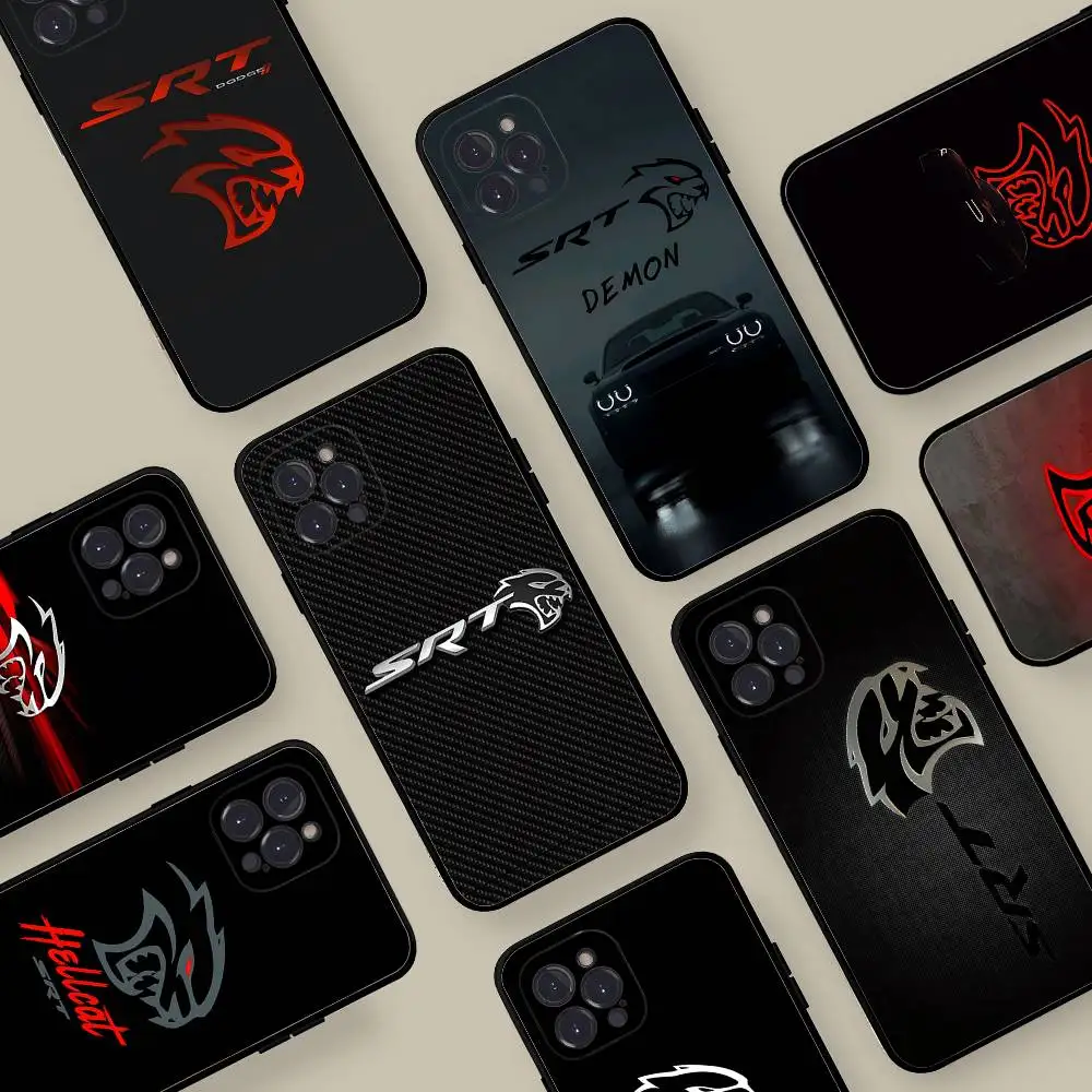 Funda para iPhone 17 16 15 14 11 12 13 Pro Max Plus con Diseño de Auto Dodge Challenger S-SRT, Carcasa con Arte Atractivo
