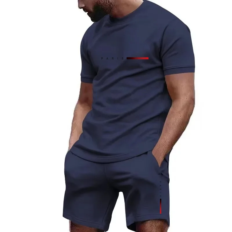 

Summer men's sportswear set breathable casual sportswear set outdoor running short sleeves and shorts men's clothing clearance