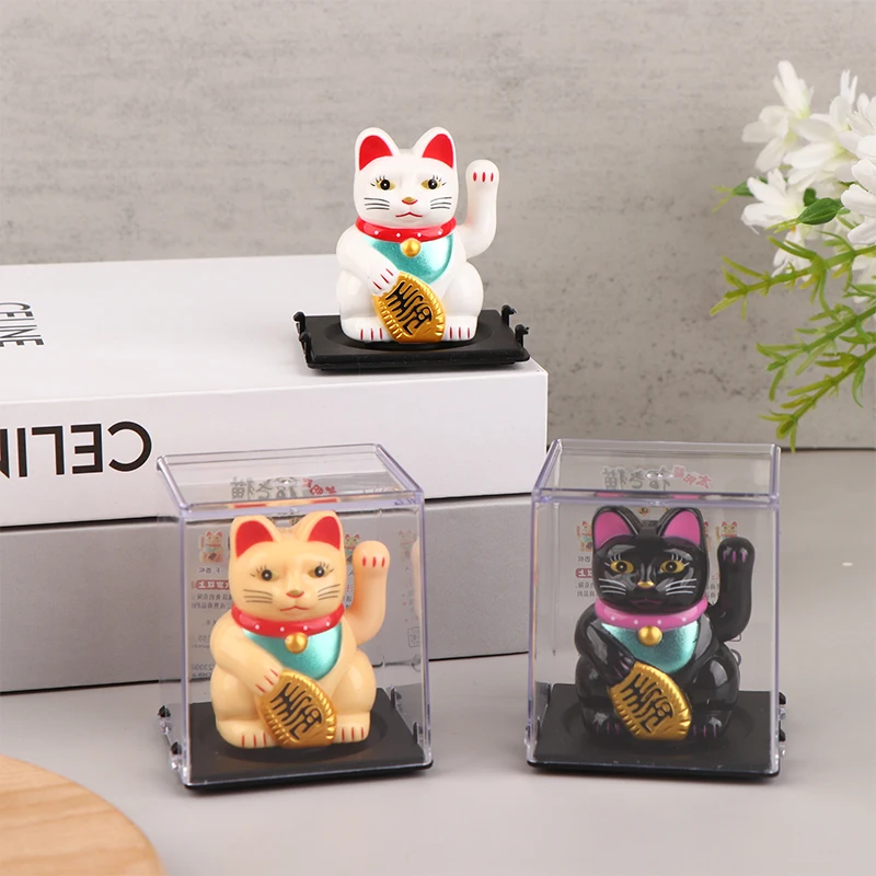 Solar Powered Lucky cat Waving Arm Beckoning Fortune Cat Lucky Cat For Home Office Decoration Accessiores 1 Pc