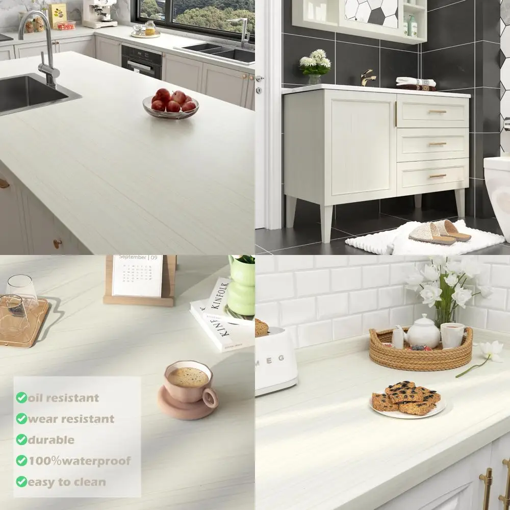 ورق اتصال من الحبوب الخشبية الخفيفة مقاوم للماء وقشر ولصق للمنزل والمطبخ مقاس 36 × 160 بوصة