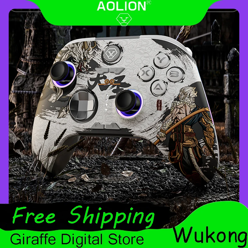 

Aolion Wukong Gamepad Hall Joystick Bluetooth Three Modes RGB Low Delay Long Battery Life Game Controller PC Gamer Accessories