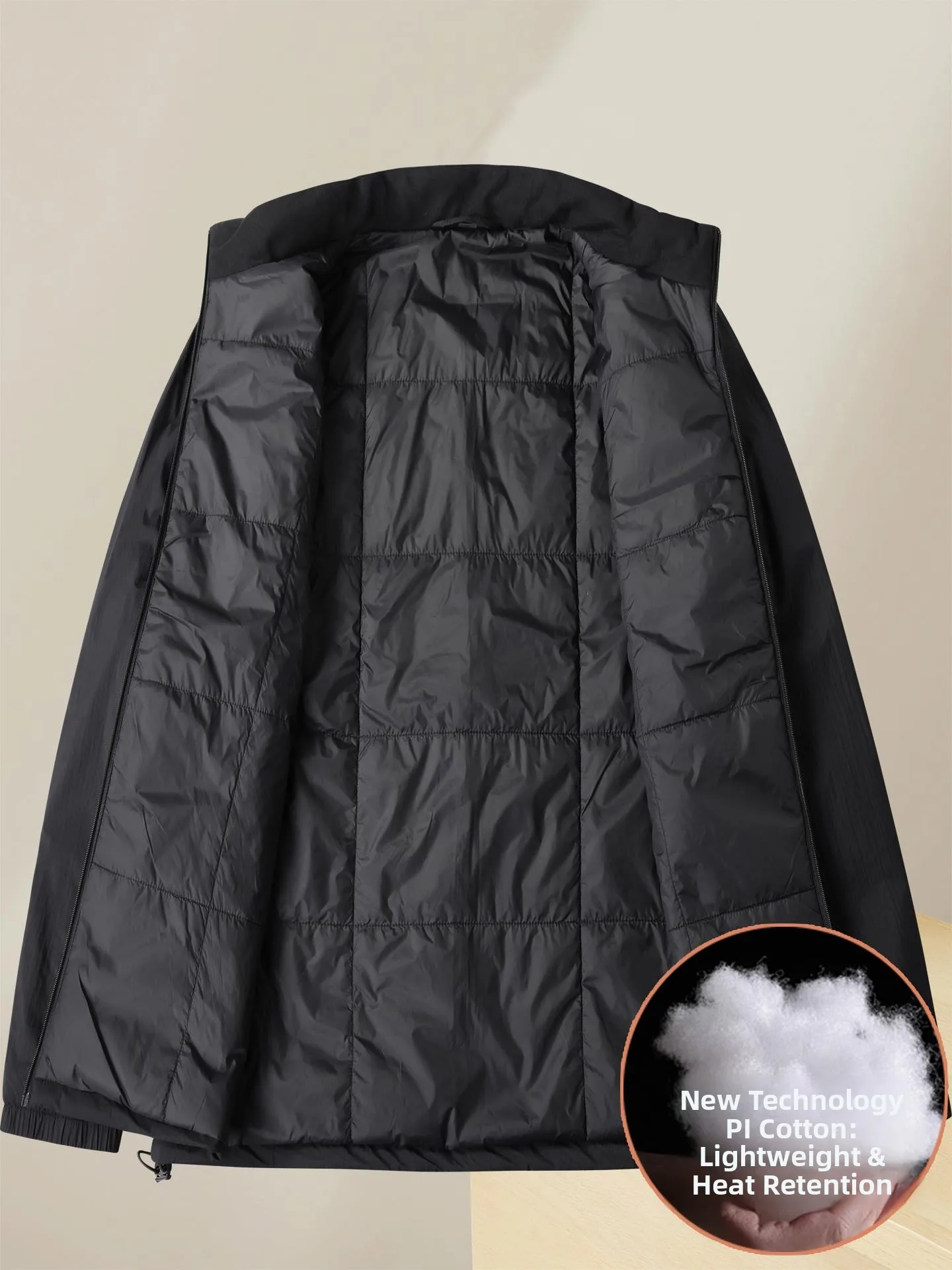 Lightweight High-Tech Cotton Jacket Men's Stand Collar Imide P Cotton Autumn Winter Large Size Casual Style Warmth Preservation