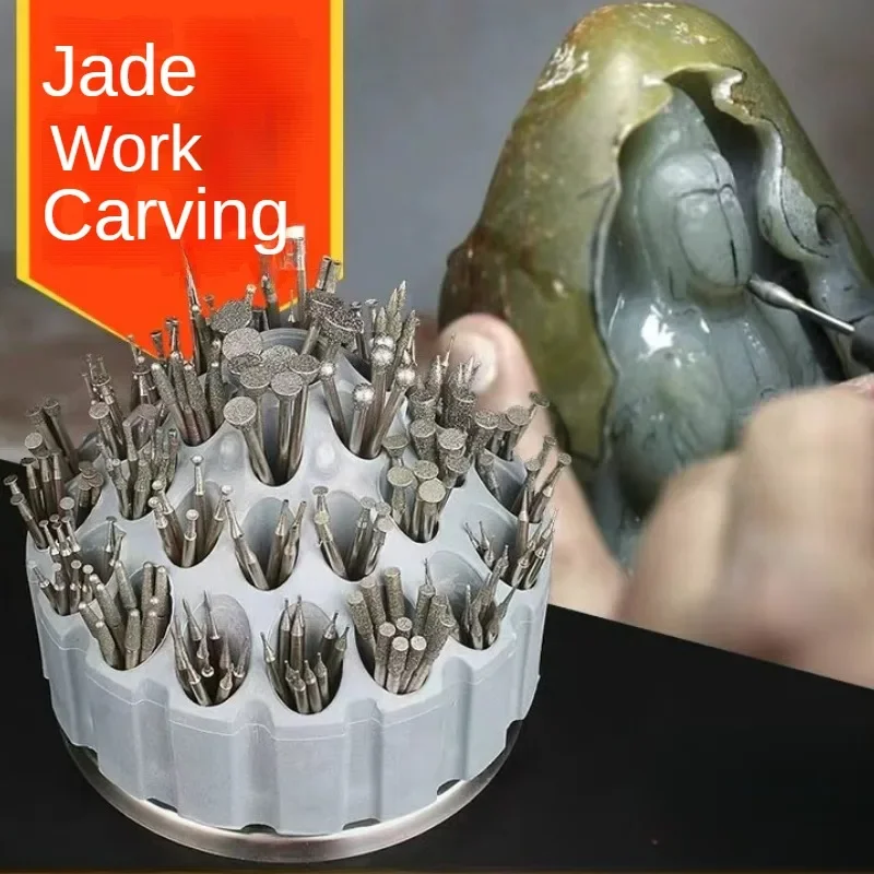 360° Rotary Engraving Tool grinding Head Needle Storage Box  Stainless Steel Base 35 Hole Grinding Tool Organizer