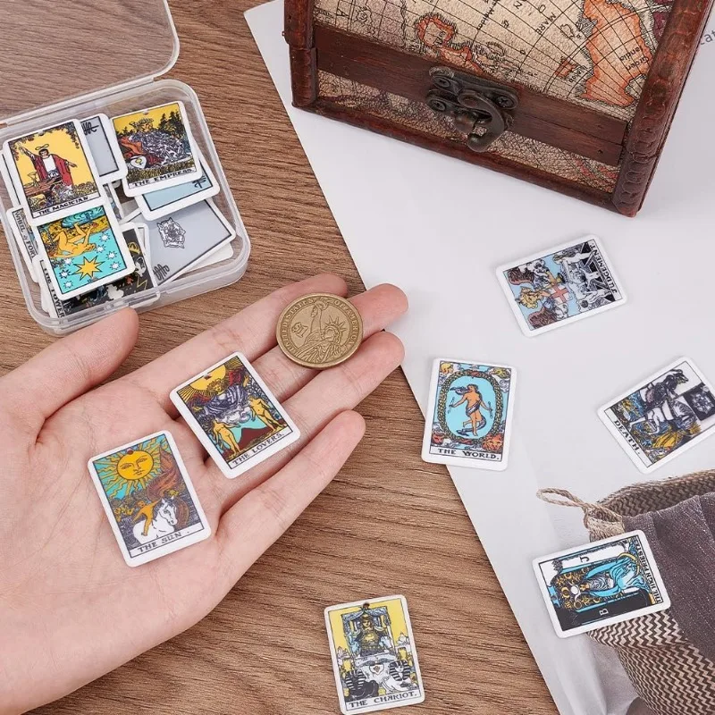 18pcs 1 Box 18 Styles Tarot Charms Tarot Card Charms Tarot Charm Bulk Acrylic Lucky Fortune Charms Astrology Divination Charms