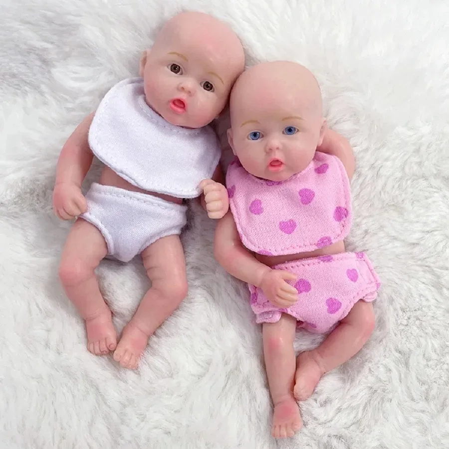 6Inch /15CM Mini Adorable Whole Platinum Silicone Reborn Doll Painted Realistic Handmade Reborn Dolls For Kid's Gift Bebê Reborn