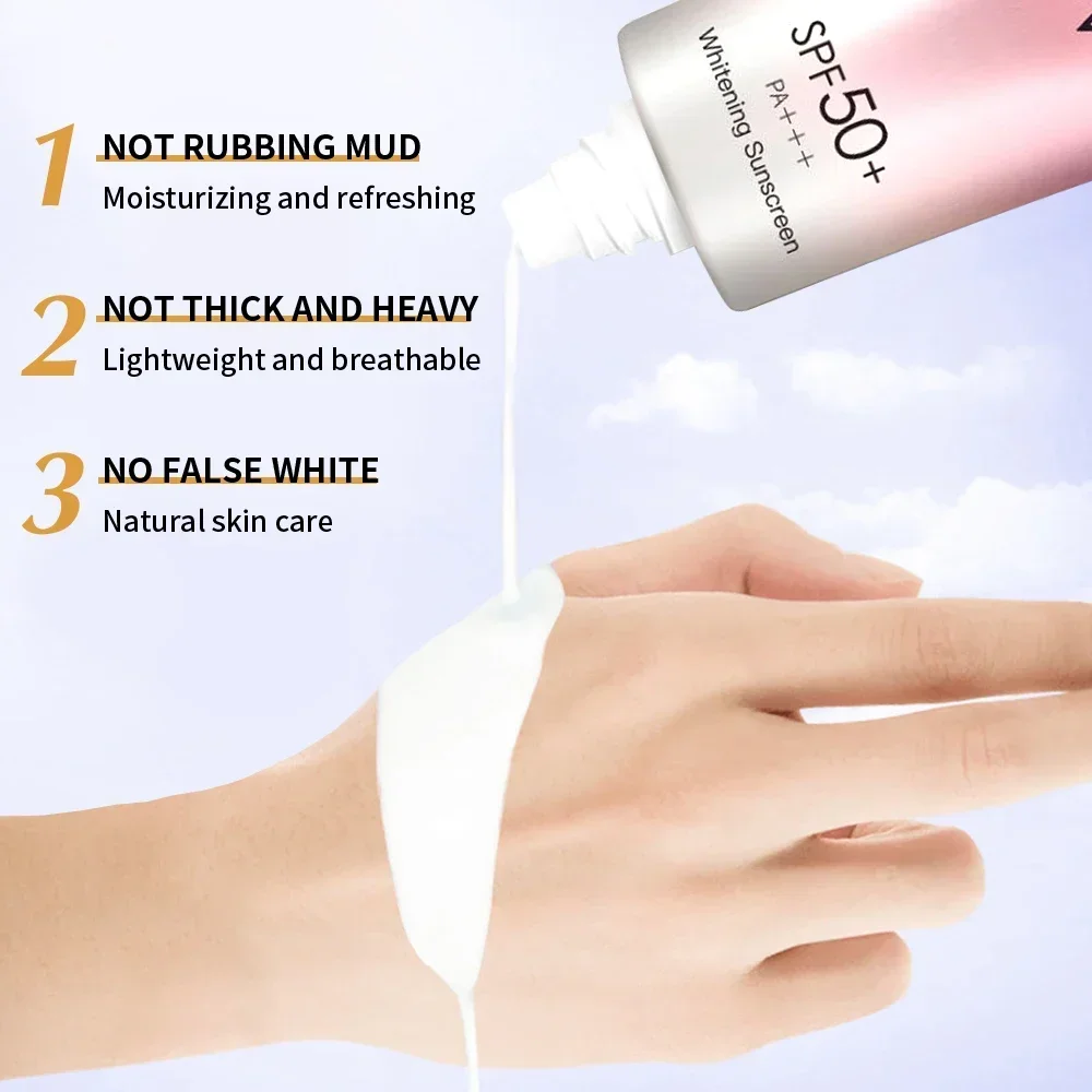 SPF50 + 바디 선스크린 SPF 50 + 화이트닝 페이스 선스크린, 가볍고 얇은 상쾌한 선스크린, 미백 피부 보호 크림