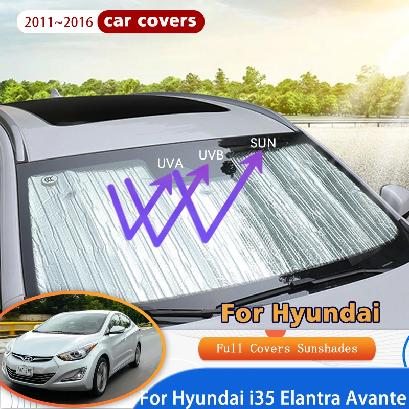 For Hyundai i35 Elantra Avante 2011~2016 2015 Car Window Windshield Sunshades Protect Reflector Sun Shade Sun Visor Accessories