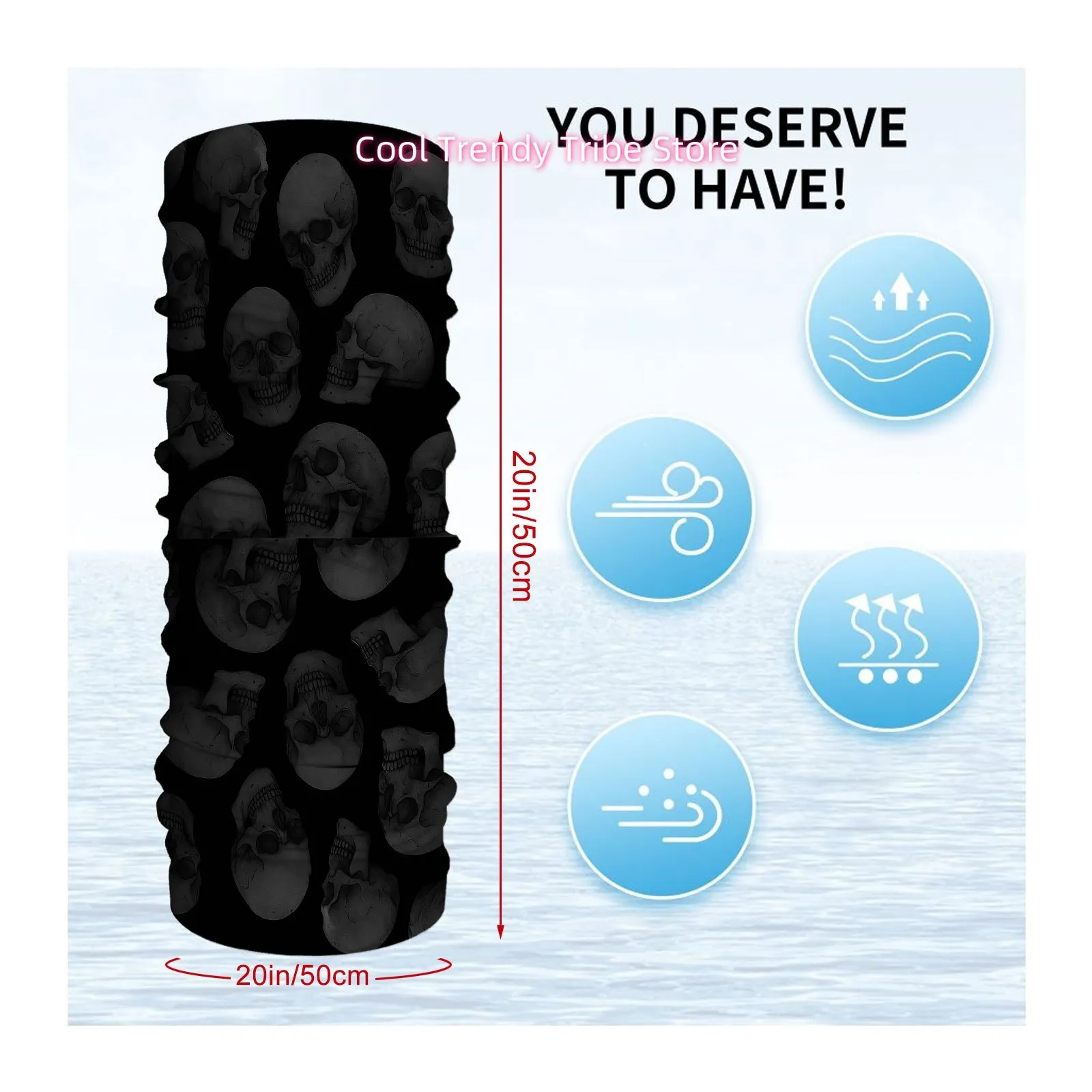 1pc Skull Pattern And Scarf Printed Scarf - Breathable Elastic Face Mask, Suitable for Outdoor Activities And Casual Wear, Multi