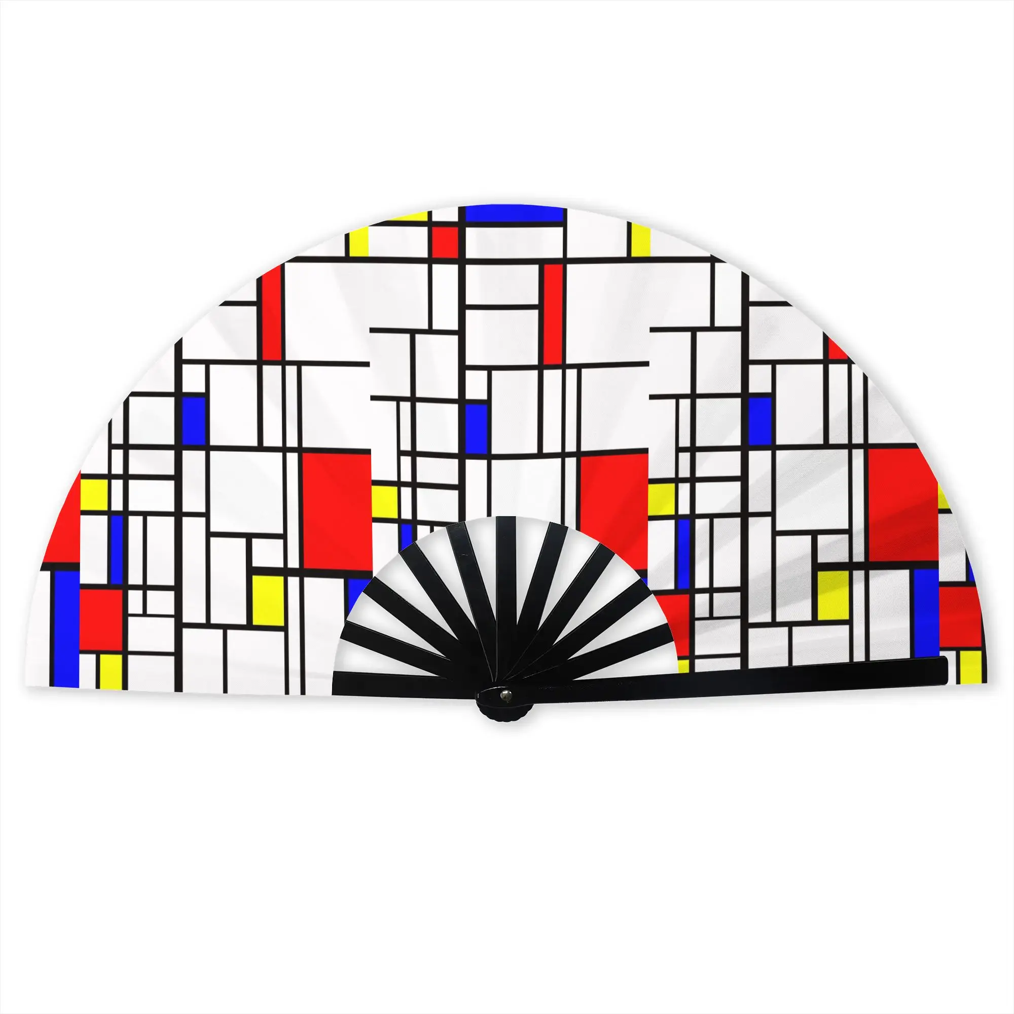 Personalised Abstract Art Mondrian Promotional Gift Hand Fan Event Souvenir  Durable Folding Fans Creative Bulk Pack Fan